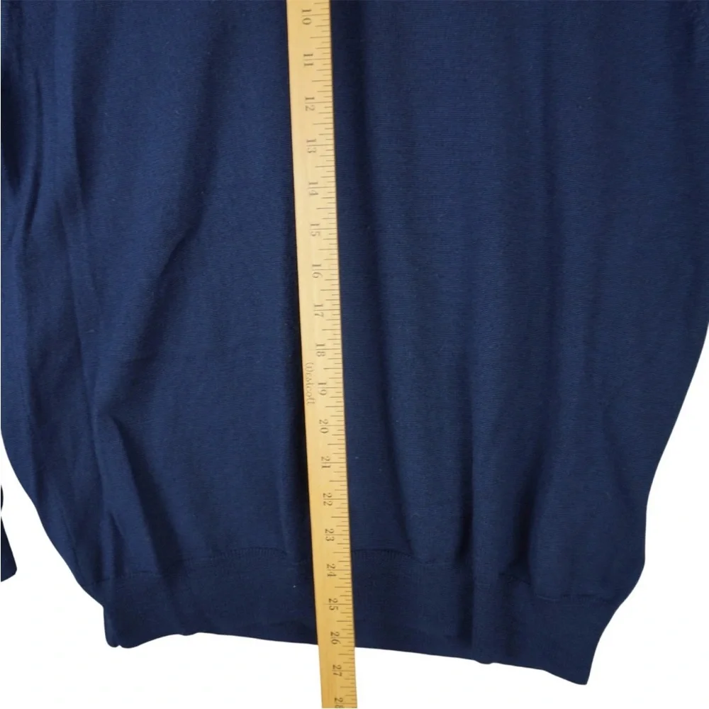 Vintage J Crew V-Neck Sweater 100% Merino Wool Men's Large Navy Blue Sty#93735